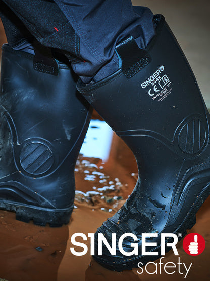 SINGER - BOTTE P.V.C NOIRE FOURRÉE. S5 SRC