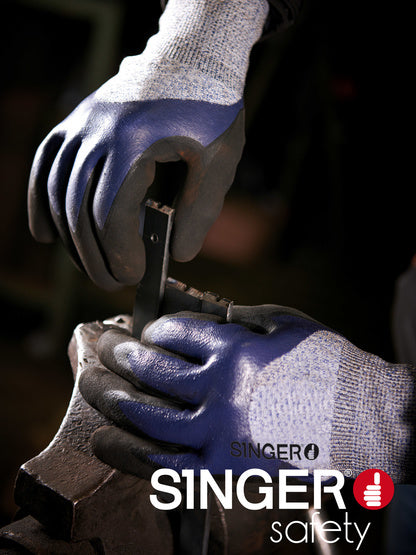 SINGER - GANT PEHD. COUPURE C. PAUME ENDUITE NITRILE. JAUGE 10 - GRIPCUT