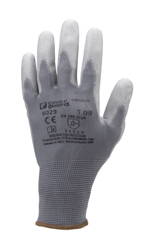 COVEGUARD - Gants EUROLITE 6030 J13 polyester gris end. PU gris T10 - EUROLITE 6030