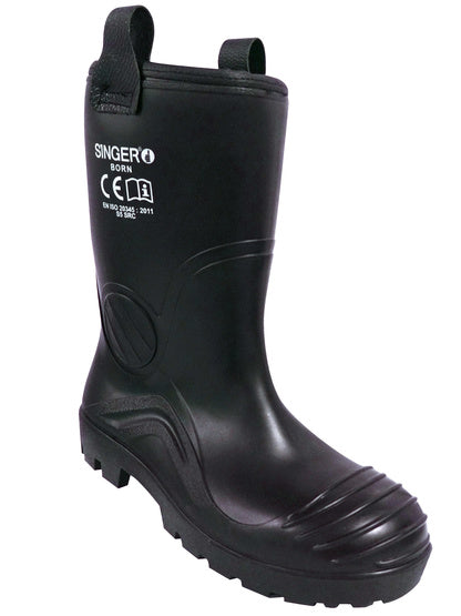 SINGER - BOTTE P.V.C NOIRE FOURRÉE. S5 SRC